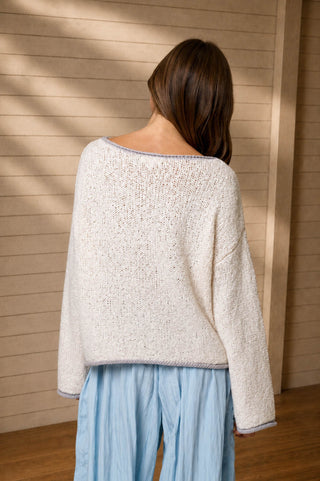 Boat Neck Contrast Trim Sweater