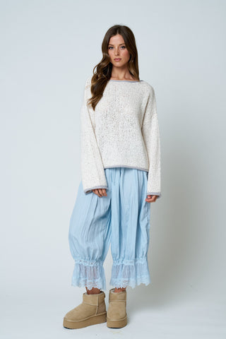 Boat Neck Contrast Trim Sweater