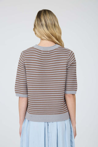 Textured Stripe Half Sleeve Sweater