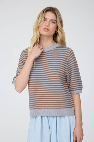 Textured Stripe Half Sleeve Sweater