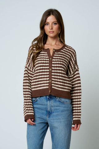 Textured Stripe Crochet Cardigan