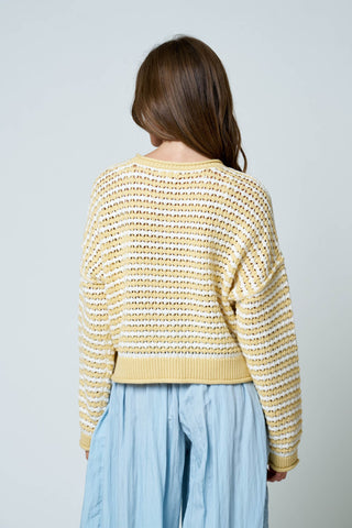 Stripe Crochet Button Down Cardigan
