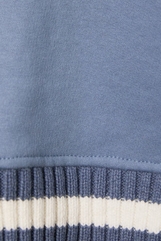 Cable Knit Sleeve Oversized Crew Sweatshirt