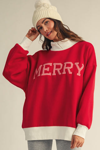 Merry Moments Oversized Mock Neck Top