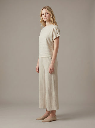Textured Knit Dolman Sleeve Cropped Wide-Leg Set