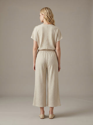 Textured Knit Dolman Sleeve Cropped Wide-Leg Set