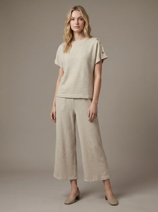 Textured Knit Dolman Sleeve Cropped Wide-Leg Set