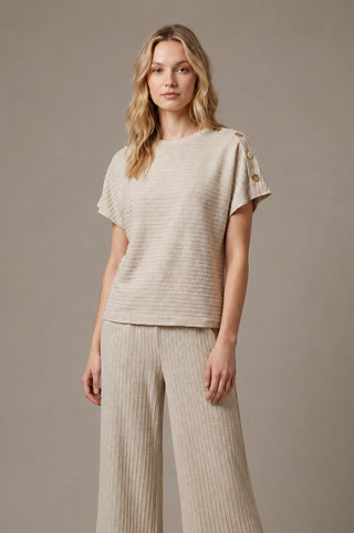 Textured Knit Dolman Sleeve Cropped Wide-Leg Set