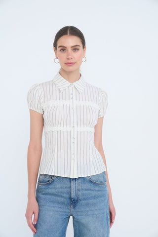 Gathered Lace Bust Detail Top