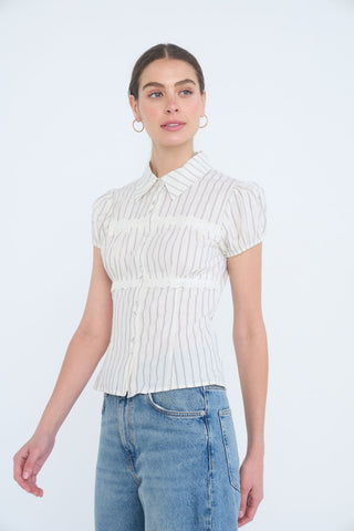Gathered Lace Bust Detail Top