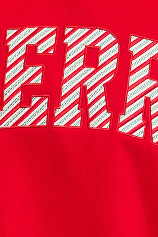 Striped 'Merry' Embroidered Sweatshirt