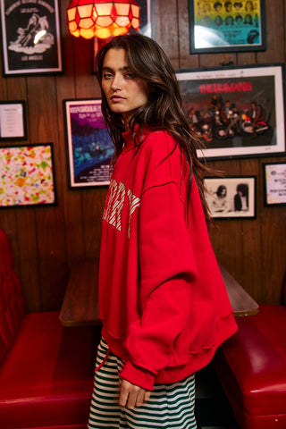 Striped 'Merry' Embroidered Sweatshirt