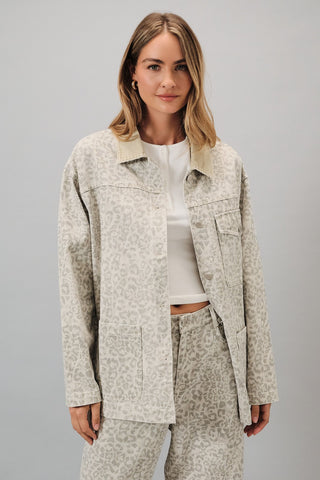 Animal Print Long Sleeve Barn Jacket