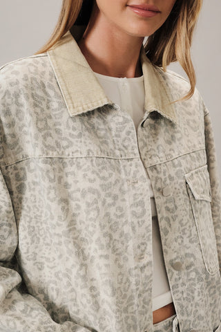 Animal Print Long Sleeve Barn Jacket