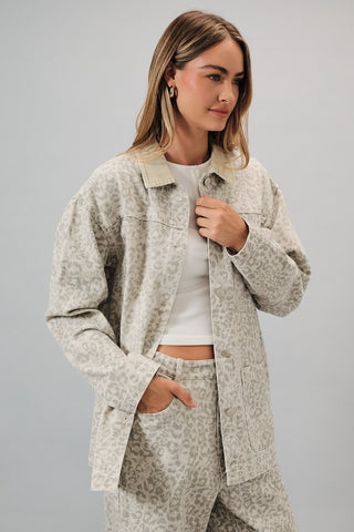 Animal Print Long Sleeve Barn Jacket