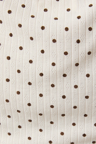 Slouchy Shoulder Polka Dot Rib Top