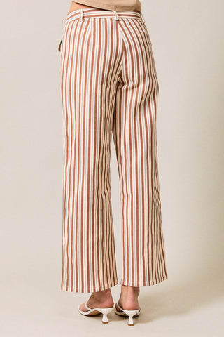 Front Pocket Detail Stripe Print Pants
