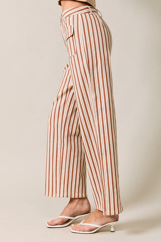Front Pocket Detail Stripe Print Pants