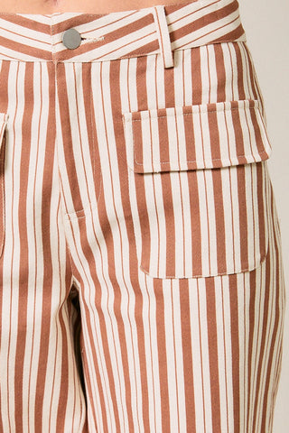 Front Pocket Detail Stripe Print Pants