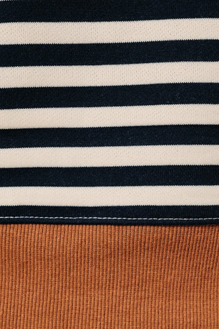 Henley Neck Contrast Detail Stripe Sweatshirt