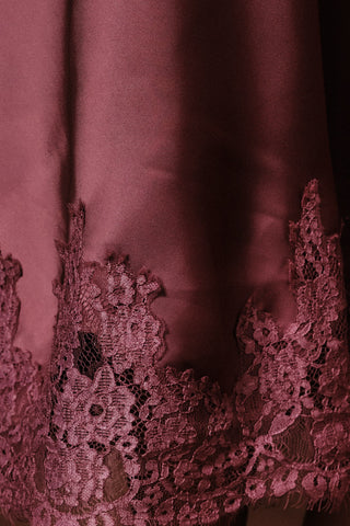 Lace Applique Hem Line Slip Midi Dress