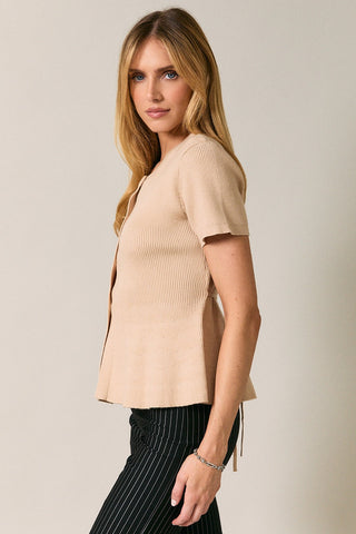Peplum Hem Button Down Cardigan