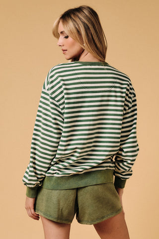 Crew Neck Stripe Sweater Shirt