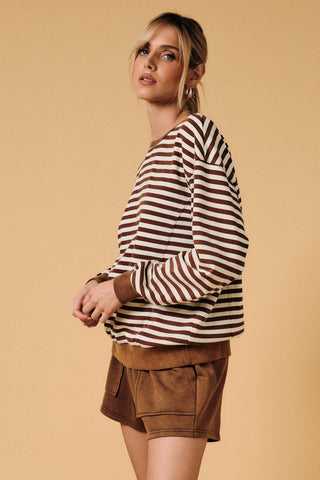 Crew Neck Stripe Sweater Shirt