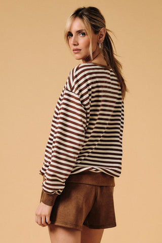 Crew Neck Stripe Sweater Shirt