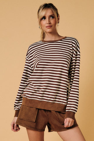 Crew Neck Stripe Sweater Shirt