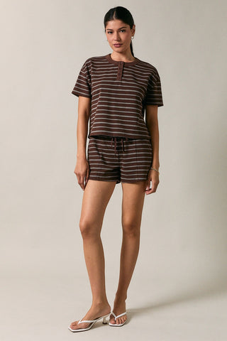 Cropped French Terry Boxy Striped Top