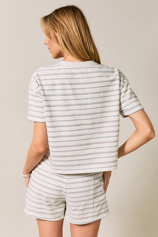Cropped French Terry Boxy Striped Top