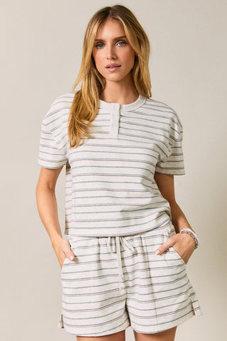 Cropped French Terry Boxy Striped Top