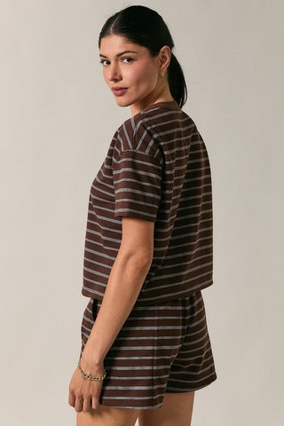 Cropped French Terry Boxy Striped Top