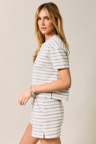 Cropped French Terry Boxy Striped Top
