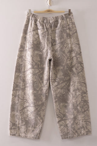 Allover Camo Print Barrel Pants