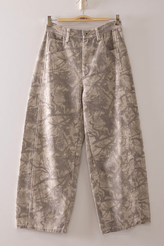 Allover Camo Print Barrel Pants