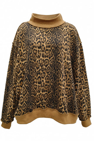 Cheetah Print Mock Neck Sweatshirt