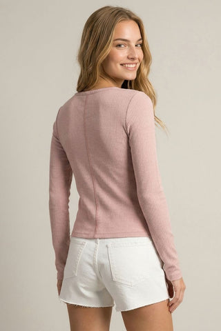 Ribbed Button Front L/S Cardigan