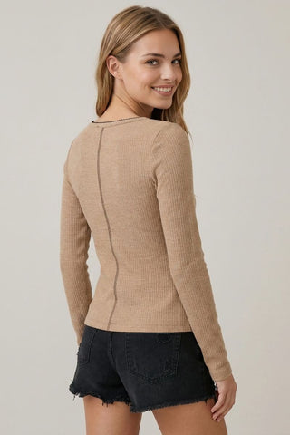 Ribbed Button Front L/S Cardigan