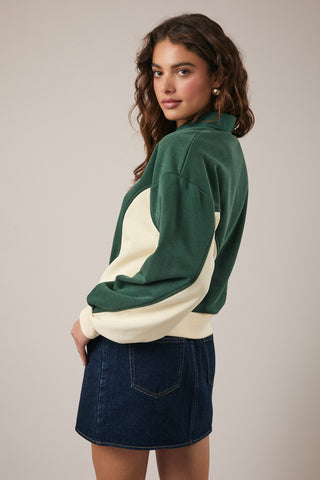 LS Color Block Polo Sweatshirt