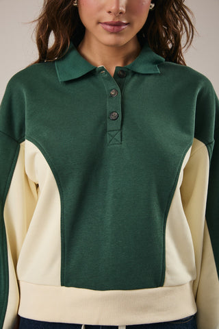 LS Color Block Polo Sweatshirt