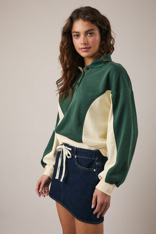 LS Color Block Polo Sweatshirt