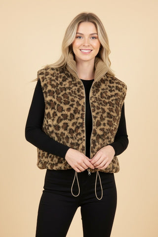 Brown Curvy Reversible Quilted Puffer Vest