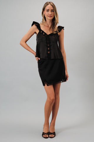 Lace Inset Satin Cropped Tank