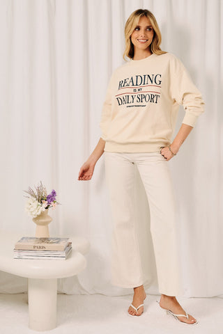 Reading Is My Daily Sport Crew Neck Sweatshirt