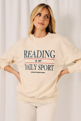 Reading Is My Daily Sport Crew Neck Sweatshirt