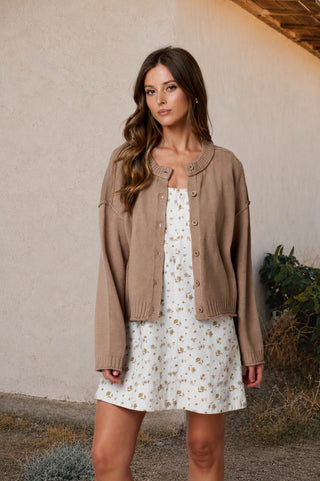 Raw Edge Exposed Seam Cardigan