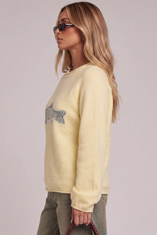 Fish Intarsia Cozy Sweater in Lemon