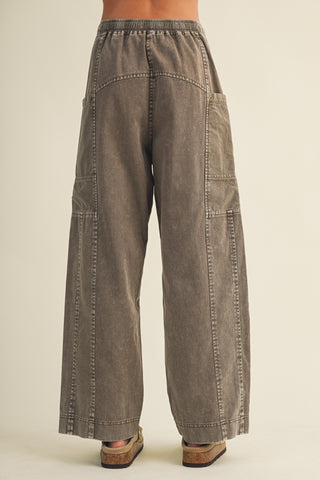 Drawstring Waist Wide Leg Utility Trouser